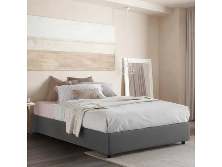 Talamo Italia - Lit double Gioia\, Lit coffre en tissu\, Ouverture frontale\, avec matelas 140x200 cm inclus\, 100% Made in Italy\, Gris