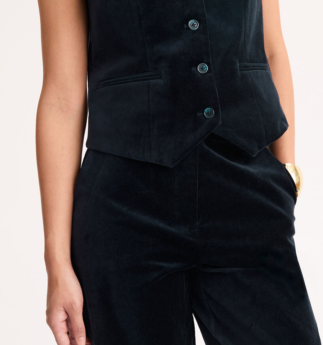 ANNE WEYBURN Veste sans manches en velours lisse