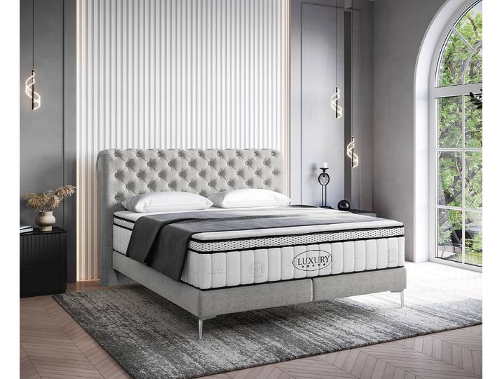 Boxspringbett Moonda 180 x 200cm Samt Cloe Grau