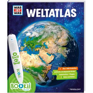 BOOKii Spielbuch 378867508, WAS IST WAS Weltatlas, ab 8 Jahre, interaktives Sachbuch