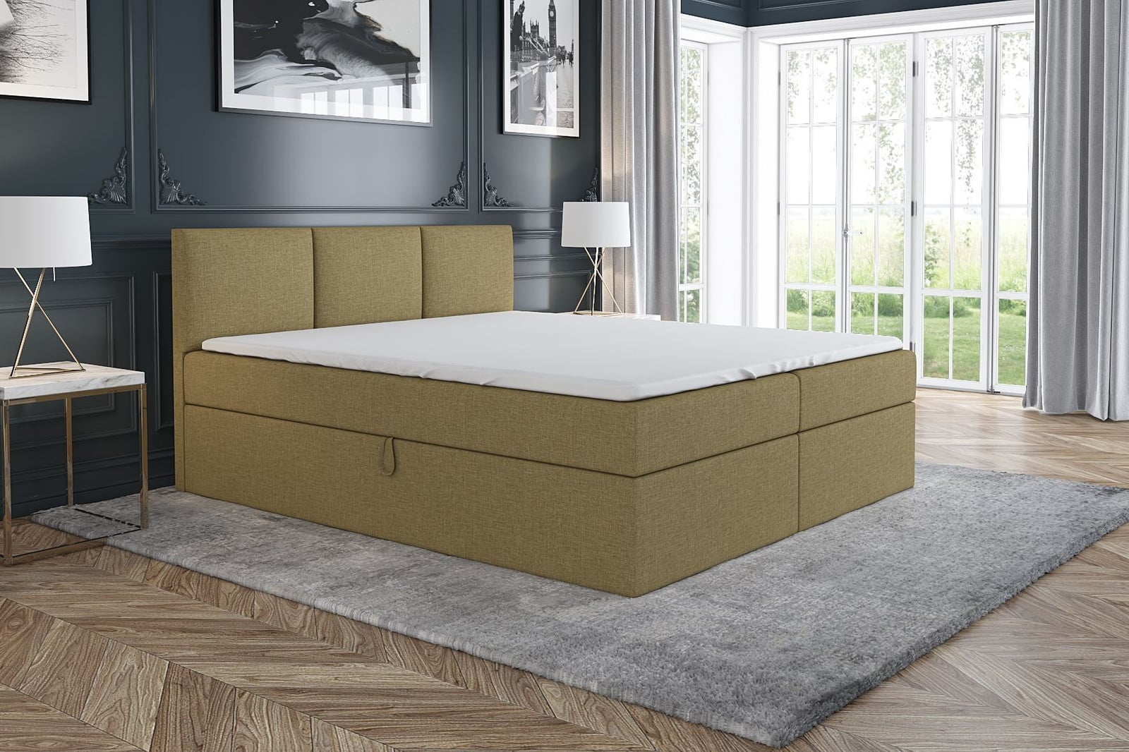 MBTmeble Boxspringbed RICO Lichtbruin B/D: 120 x 200 cm