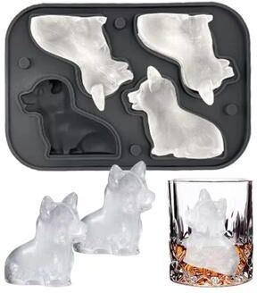 Inspired Finds 3D Corgi Silicone Ice Tray With Lid BPA Free Ice Block Mold For Cocktails & Drinks black