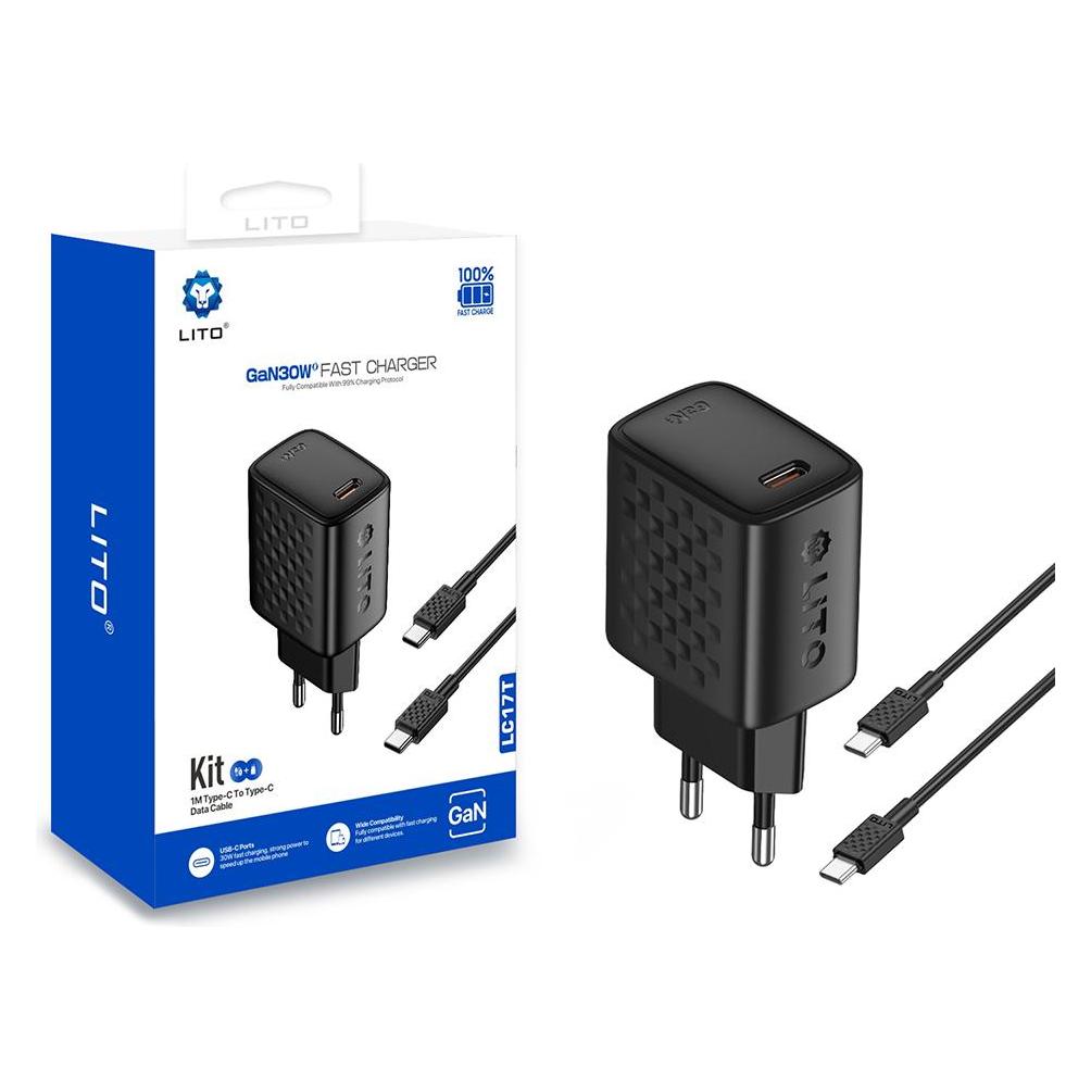 Lito - Wall Charger (LC17) - Type-C Output, PD30W, GaN, PC Fireproof, EU Plug - Black (30 W) (61003468)