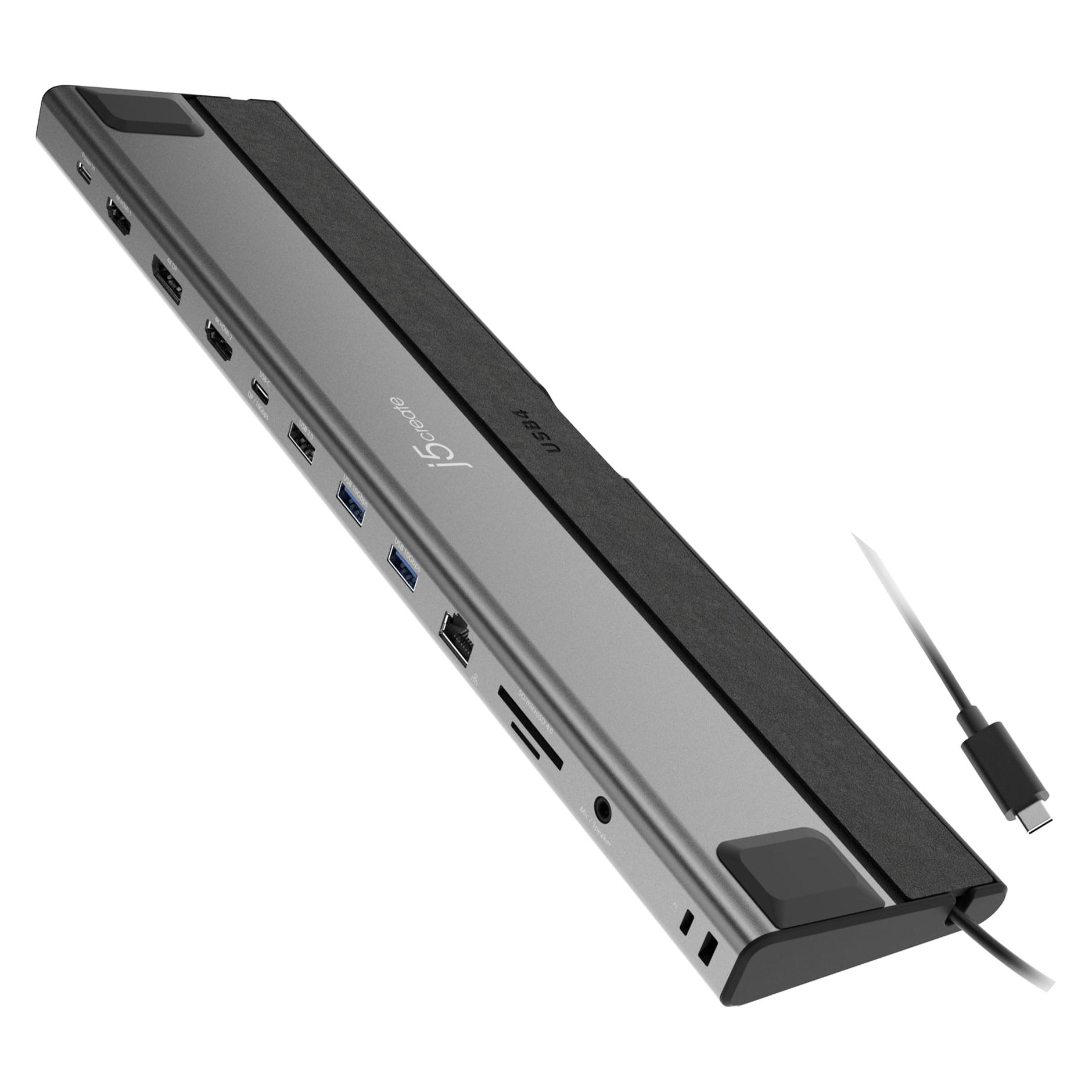 j5Create JCD554-N, Kabelgebunden, USB4, 85 W, 10,100,1000 Mbit/s, Schwarz, Grau, MicroSD (TransFlash (1 Port) (JCD554-N)