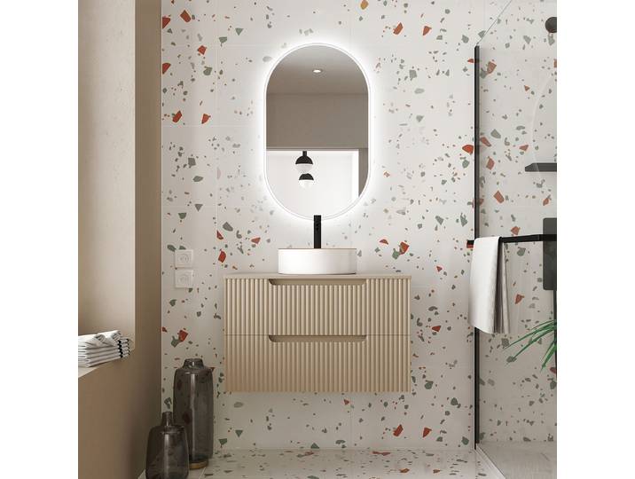 Waschtisch COLORIA Typ F 81 x 62 x 46cm Braun/Taupe