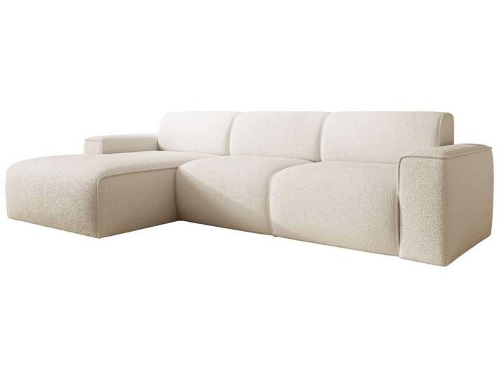 Selsey Bouvi – Canapé d'angle\, pouf à gauche\, crème\, bouclé