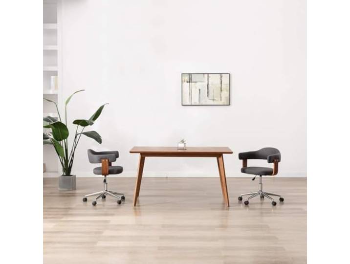 KGHFDVB 2 Drehbare Esszimmerstühle Grau Bugholz Stoff mit Höhenverstellung 360 Grad drehbar, Gasdruckfeder Höhenverstellung, ergonomisches Design, Holz-Stahl Konstruktion, einfacher Zusammenbau