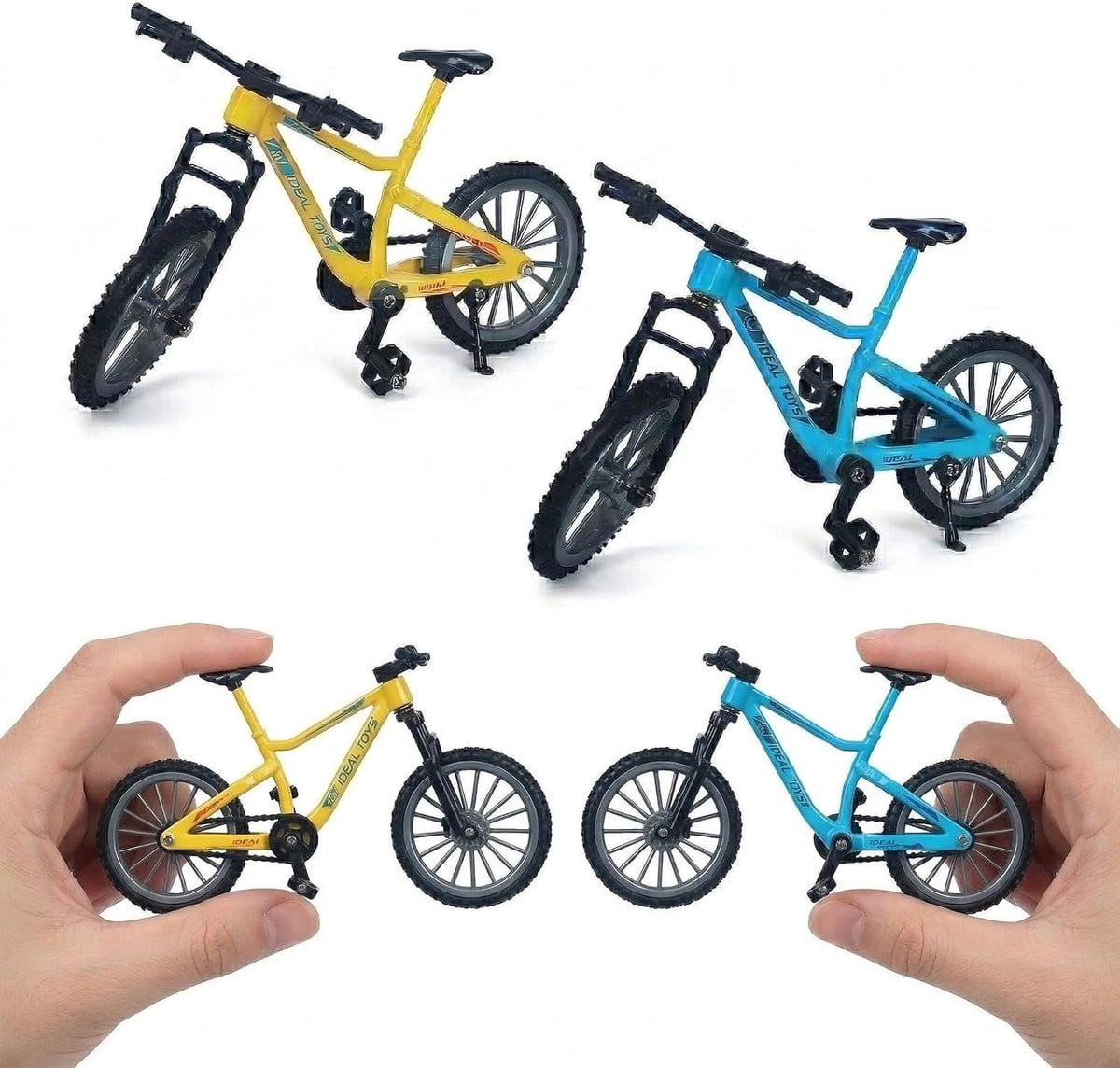 Set van 2 metalen miniatuur mountainbikes voor decoratie en educatief gebruik