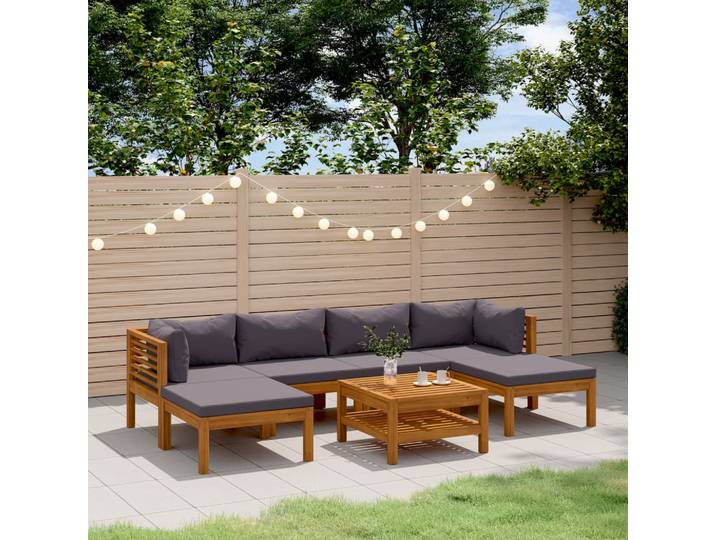 vidaXL 7-tlg. Garten-Lounge-Set mit Auflage Massivholz Akazie