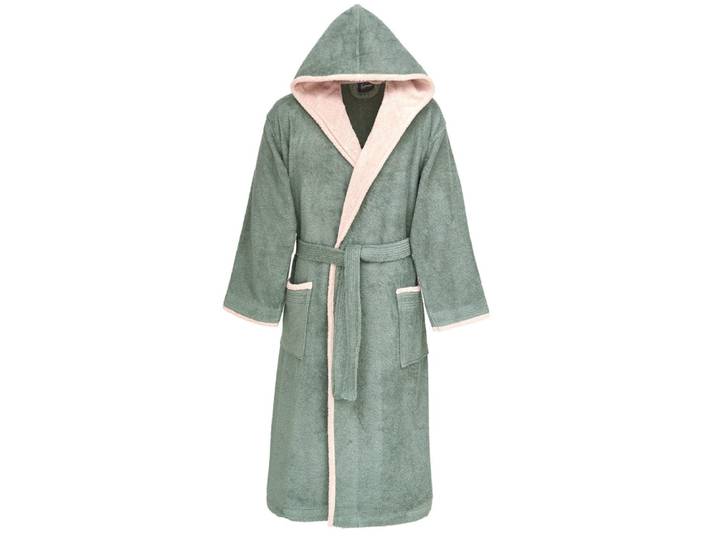 Peignoir mixte à capuche bicolore 420 g/m² lichen l