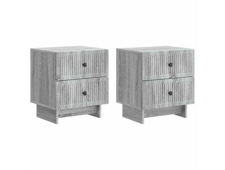 fsahslih Nachttisch 2er Set Graues Sonoma 43x34,5x47,5 cm Kompakte Beistelltische fürs Schlafzimmer mit geräumigen Schubladen aus robustem Holzwerkstoff im Vintage-Look.