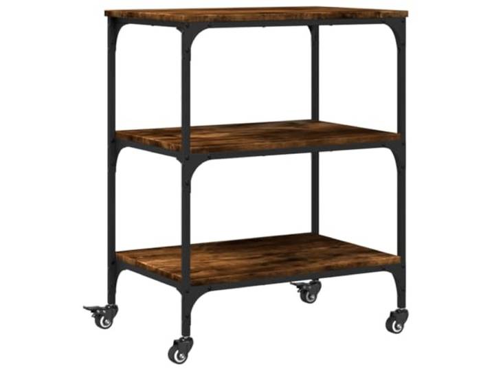HFXHIJXQ Küchenwagen Räuchereiche 60x41x76 cm Rollwagen Vielseitiger Servierwagen aus Holzwerkstoff und Stahl mit Rädern und Standfüßen für Küche, Wohnzimmer und Flur.
