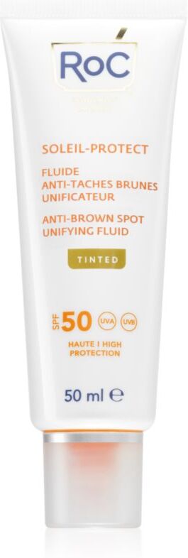 RoC Soleil Protect Anti Brown Spots Unifying Fluid Tinted getöntes Fluid für die Teint-Vereinheitlichung SPF 50 mit Vitamin C 50 ml