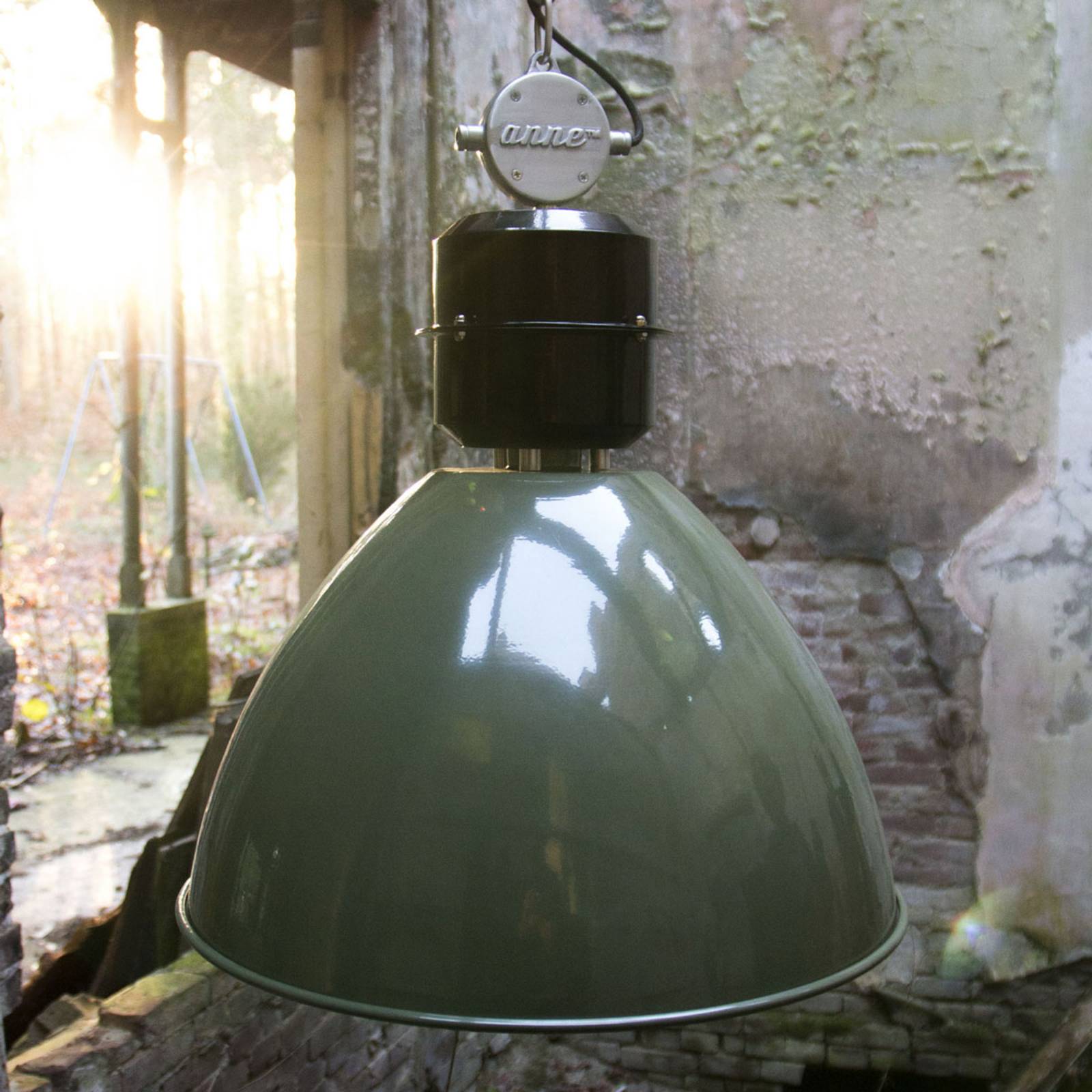 Steinhauer Hängelampe Frisk, dimmbar, grün, für Wohn- / Esszimmer, Metall, Industrielles Design, Pendelleuchte