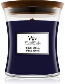 Woodwick Hinoki Dahlia vela perfumada com pavio de madeira 275 g. Hinoki Dahlia
