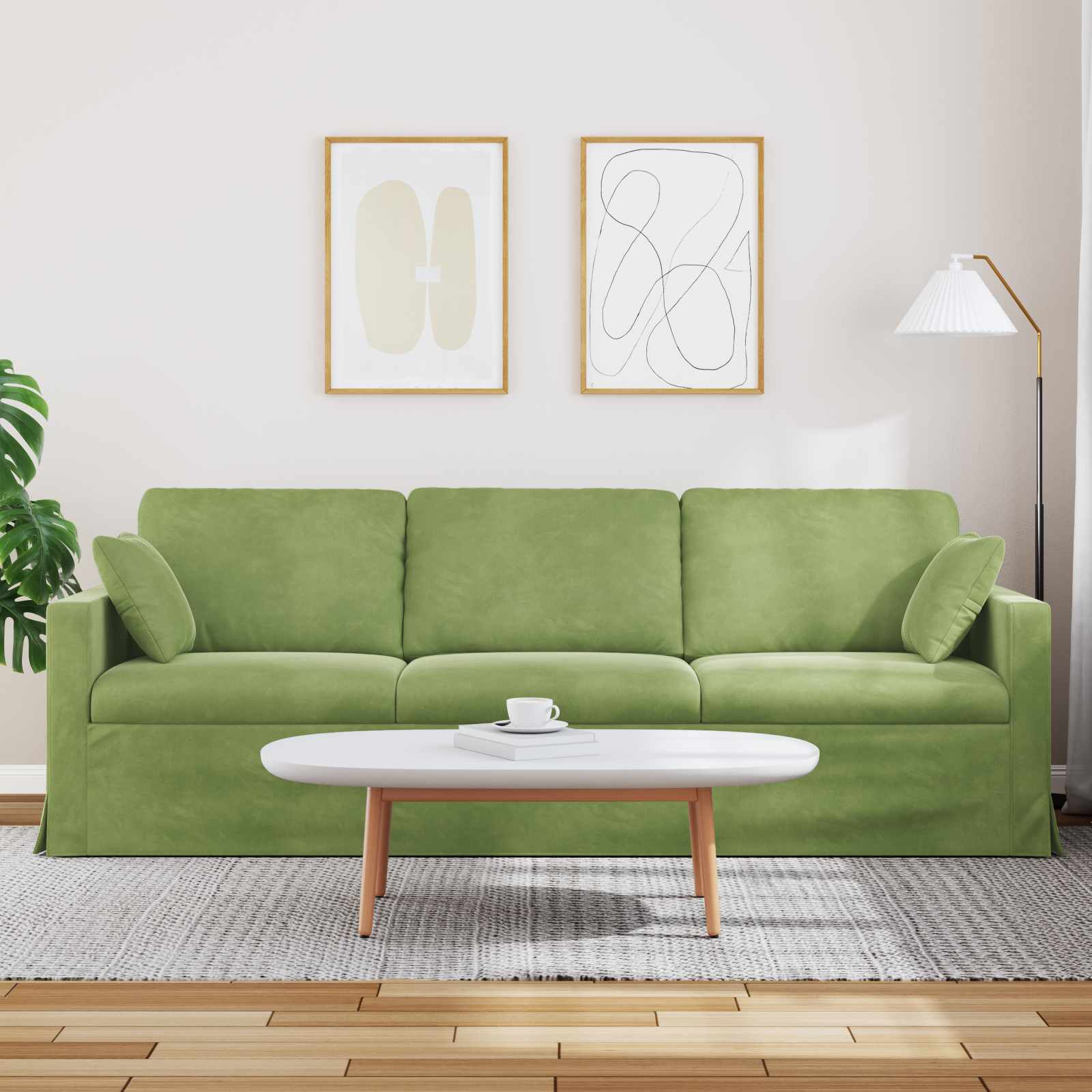 vidaXL Canapé Vert clair 228 x 78 x 80 cm Velours