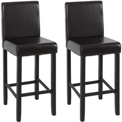 2er-Set Barhocker Vicenza, Barstuhl Tresenhocker, Holz+LEDER ~ braun, dunkle Beine