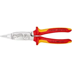 KNIPEX Elektro-Installationszange 200 mm verchromt isoliert mit Mehrkomponenten-Hüllen, VDE-geprüft - 1386200