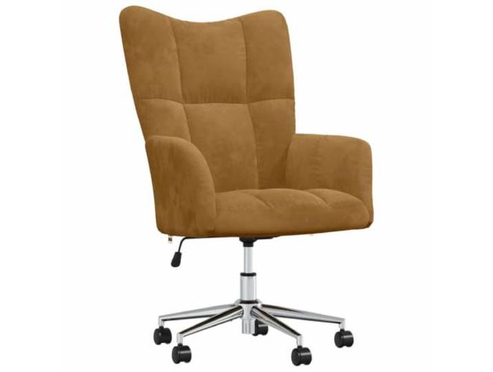 GHVBNMF Relaxsessel Höhenverstellbar Samt Bürostuhl mit Rollen Braun Drehbarer Polstersessel mit weichem Samtbezug und stabilem Stahlfuß für Wohnzimmer und Arbeitszimmer.