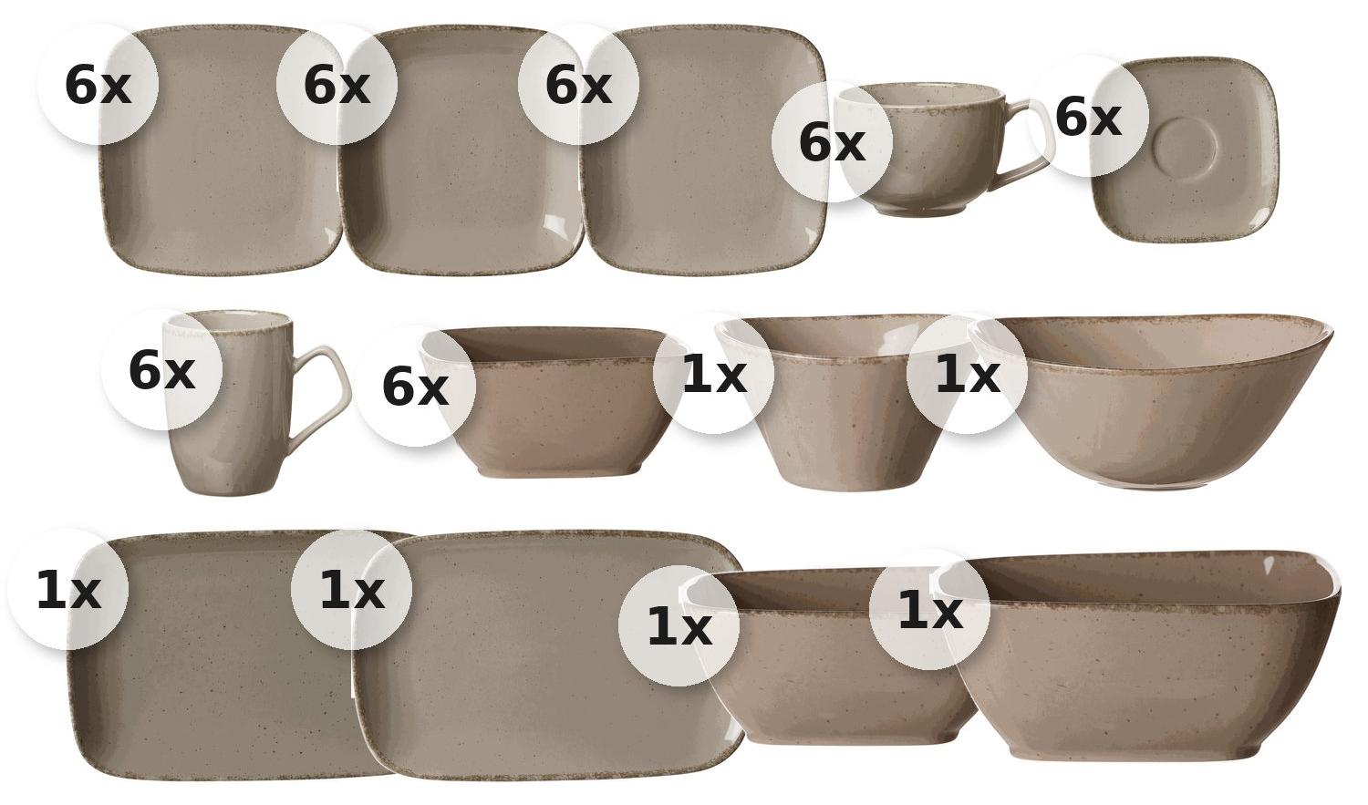 Kaffee- und Tafelservice 48 tlg. Casa grau