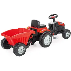 Lemodo Trettraktor rot mit Anhänger, Traktor zum draufsitzen, Kinder Traktor ab 3 Jahre