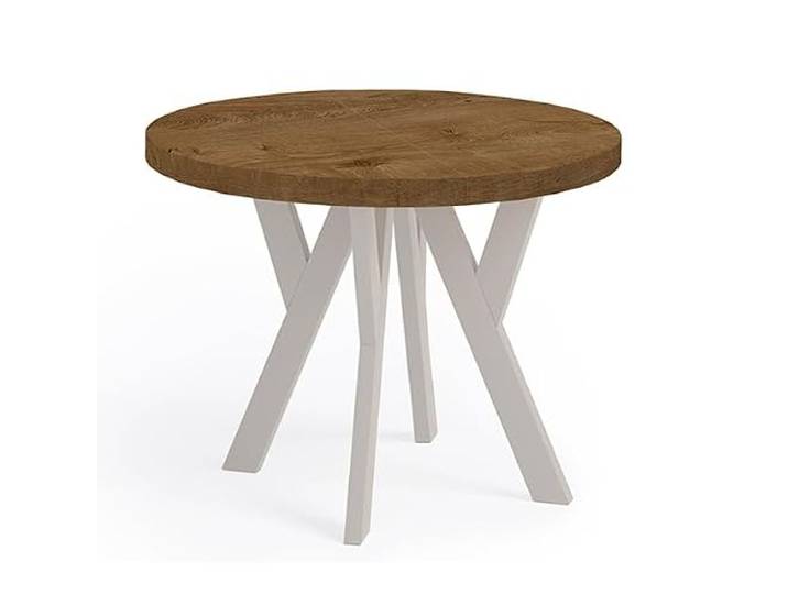 Dekori Möbel Pero runder ausziehbarer Esstisch Kaschmir (Eiche Lefkas/Kaschmir, 110/210 cm)