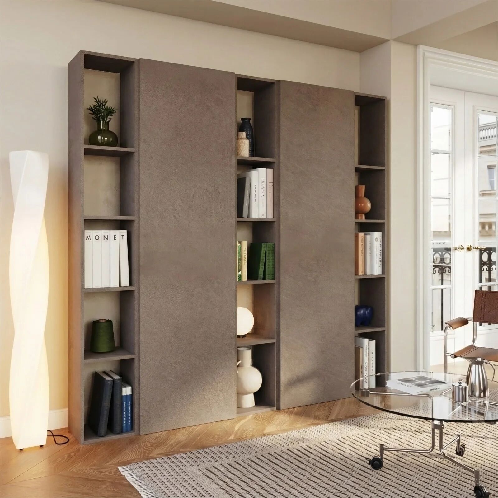 garneroarredamenti Libreria mobile multiuso scarpiera dispensa 195x186h marrone bronzo Sunset 1003