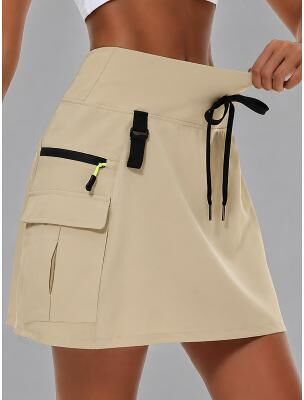 LightInthebox Women's Tennis Golf Skirts Elegant Mini High Waist Skirts Inelastic Black khaki Summer