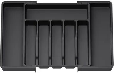 Quick Pick Pro FlexiSort Expandable Silverware Drawer Organizer Tray gray