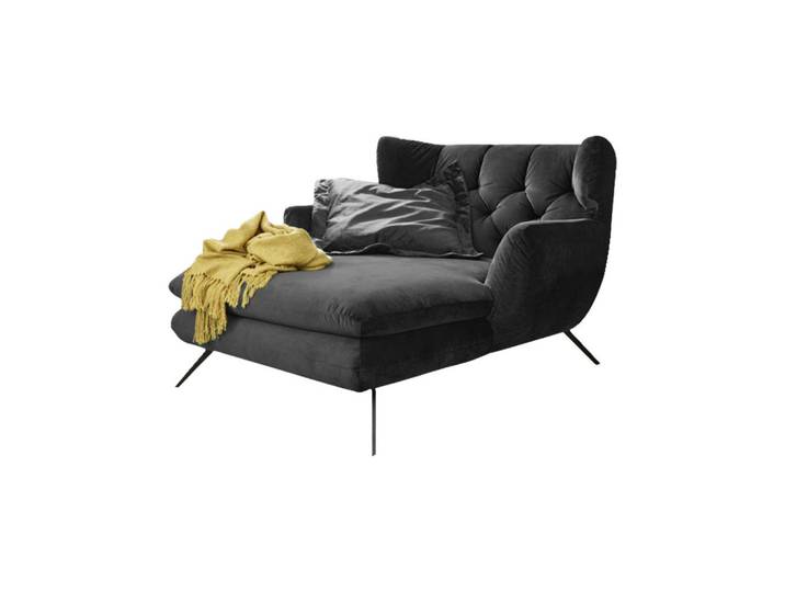 Kawola Longseat Chamre Schwarz Velvet, Metall, Füllung: Polyetherschaumkern, 130x95x160 cm, Wohnzimmer, Sessel, Polstersessel