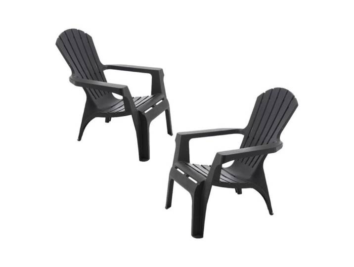Fauteuil Adirondack résine polypropylène Wilsa Garden - Anthracite - 2 Fauteuils Adirondack