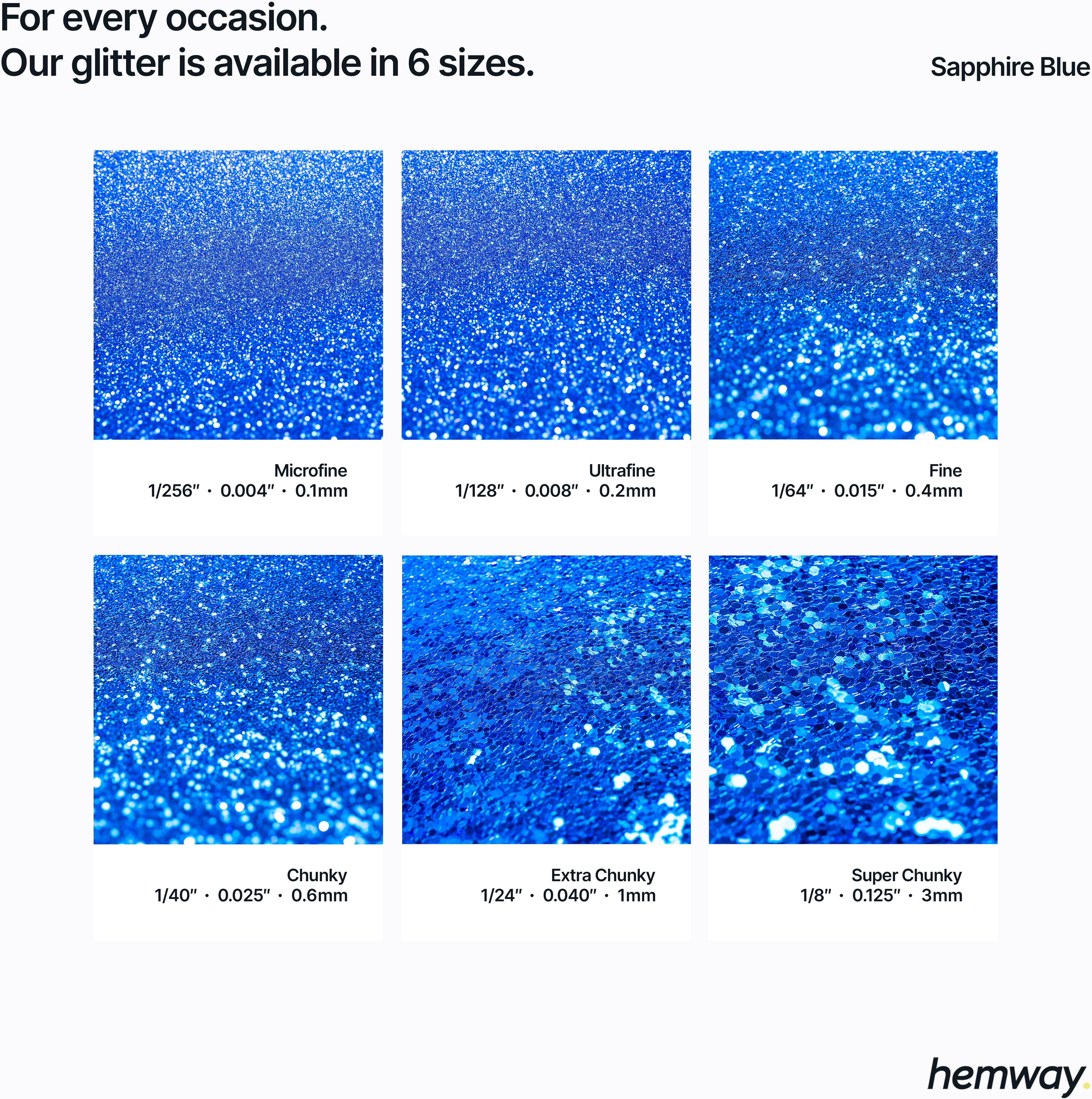 Hemway Glitter Ultra Sparkle 100g / 3.5oz   Sapphire Blue   Cosmetic, Festival, Crafts - Sapphire Blue - Fine 100g