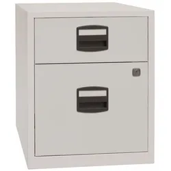 Bisley Home Beistellschrank auf Rollen mit Schloss aus Stahlblech, 1 Universal-Schublade + 1 Hängeregistratur-Schub einbahnig abschließbar - für