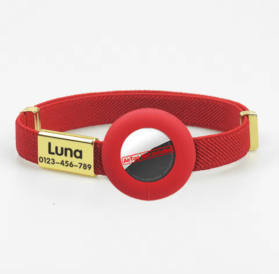 Inspire Picks Personalized Breakaway Cat Collar With AirTag Holder Adjustable GPS Tracking Collar For Cats red