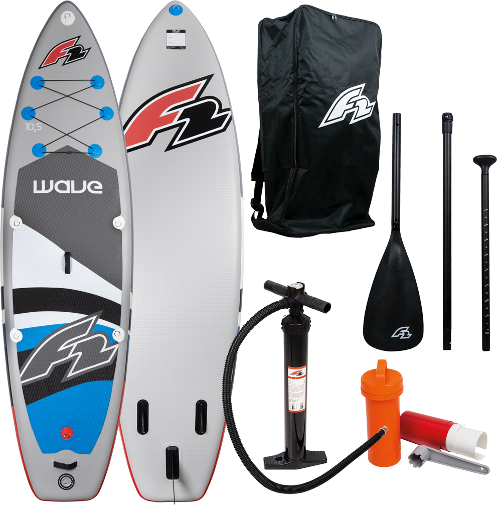 F2 Stand-Up Paddle SUP Wave grey 10,5" (320cm) Inkl. Tasche, Pumpe, Paddle & Reparaturset!