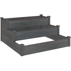 Helloshop26 - Hochbeet/Pflanzkasten für Pflanzen Blumen Terrasse Garten 120 x 120 x 56 cm massives Tannenholz grau 02_0039340