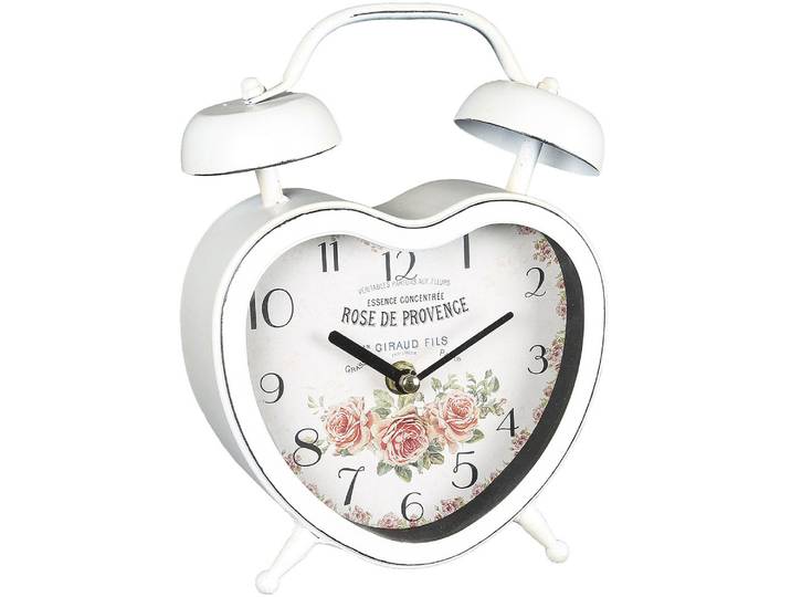 Wanduhr AMBIENTE HAUS Tischuhr - Herz 22cm , weiss (weiß), B:22cm H:16cm T:6cm, Wanduhren, Wanduhr