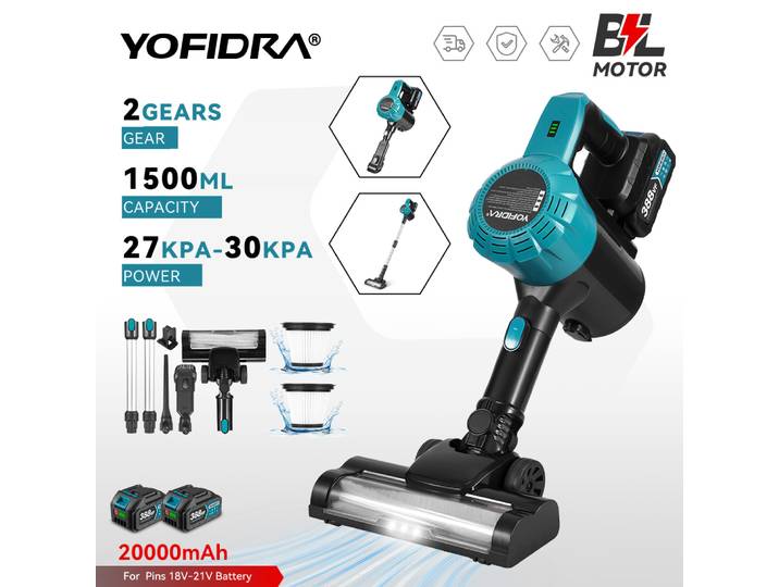YOFIDRA 1500ML brosses aspirateur électrique 27-30KPA capteur de poussière Rechargeable outils électriques de nettoyage pour broche de batterie Makita