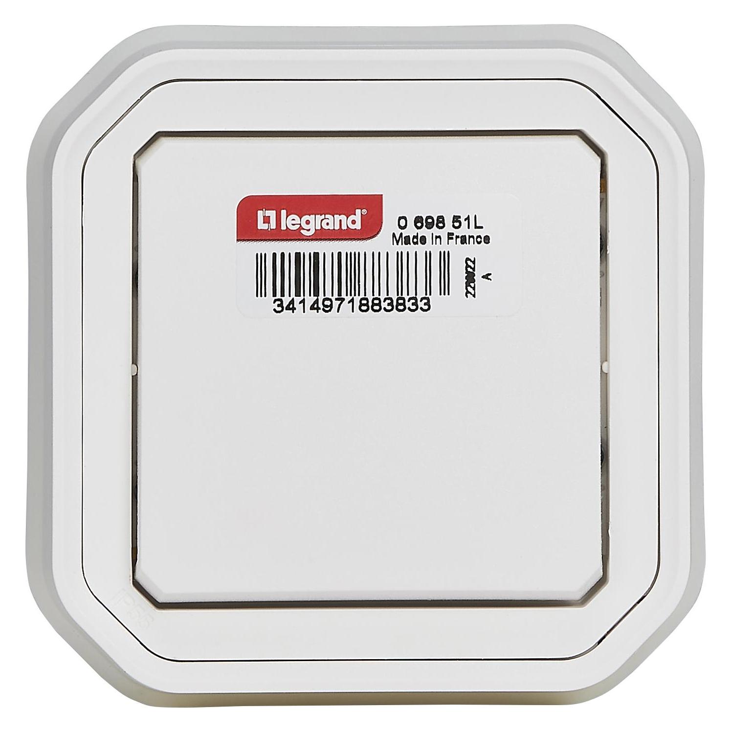 Legrand PLEXO New Abdeckung für Feuchtraum-Aufputz-1-Fach Wechselschalter, Montage mittels Steckklem (069851L)