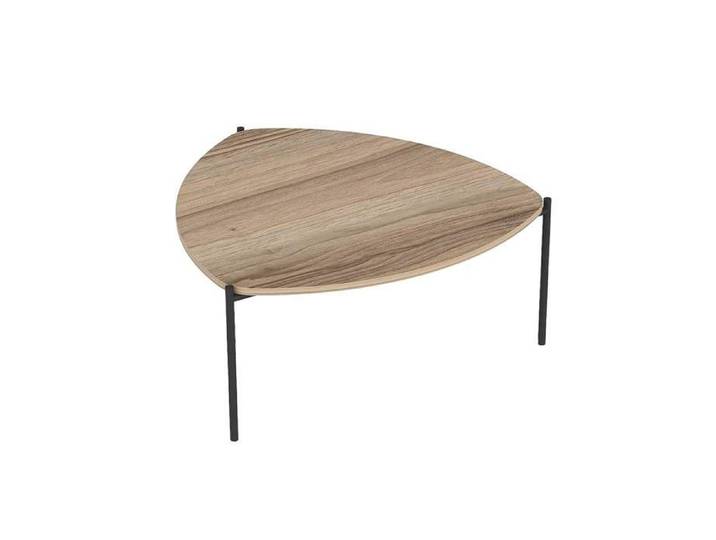 Table basse triangulaire en acier et effet bois Eddie - Oviala
