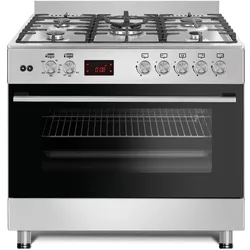 Gasline GAG90PINEX Gas-Standherd 90cm Elektro&Gas Backofen Umluft Drehspieß Erdgas 20mBar LPG 50mBar