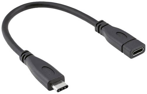 Roline USB-Kabel USB 3.2 Gen2 USB-C Stecker, USB-C Buchse 0.15m Schwarz Geschirmt 11.02.9015
