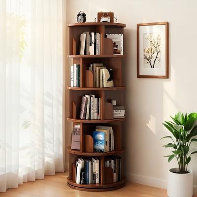 GDFStudio GDF Studio -Purling Modern 5-Tier Wood Rotating Bookshelf with 360-Degree Space-Saving Design