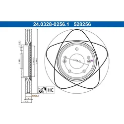 Bremsscheibe ATE 24.0328-0256.1 für Hyundai Kia Sonata V Sportage III IX35