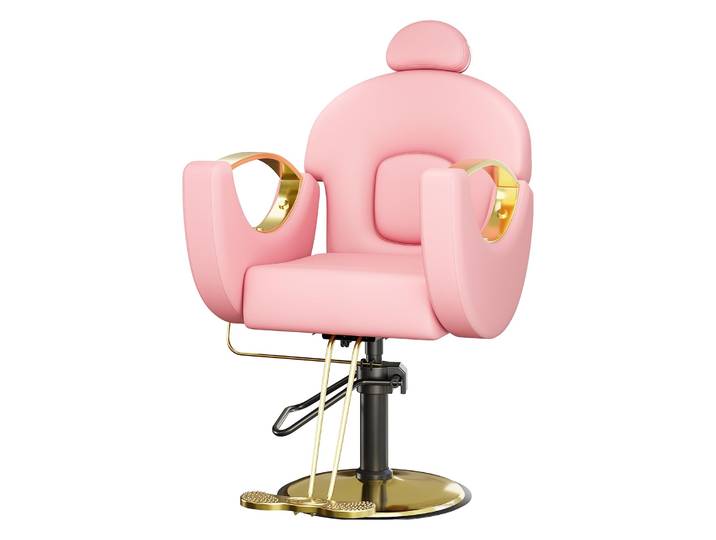 Fauteuil de barbier inclinable hydraulique professionnel pour la maison et le salon – 360 ° Égout pivotant, hauteur réglable et appui-tête, pompe robuste