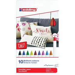 edding Textilpen creative Set Standardfarben 1 mm 10er Set