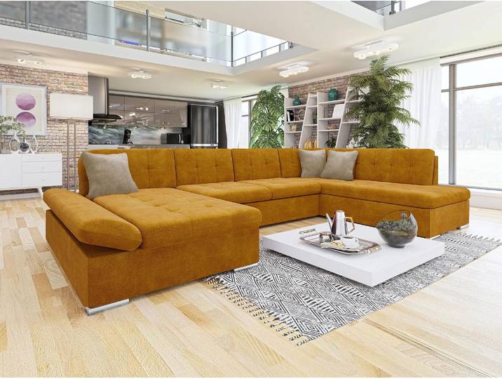 MIRJAN24 Ecksofa Bergen mit Bettkasten, Regulierbare Armlehnen, U-Form Schlafsofa vom Hersteller (Wave 05 + Wave 05 + Wave 02, Seite: Links)