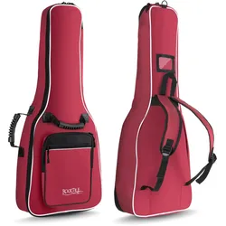 Rocktile Klassik-Gitarrentasche 1/2 - gepolstert mit Rucksackgarnitur Weinrot