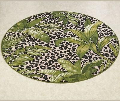 Trans Ocean Import Co Inc "Exotic Safari Round Rug Green 6'6"" Round, 6'6"" Round, Green"