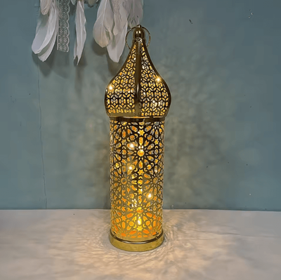 Inspire Curations Elegant Moroccan Gold Lantern Hollow Iron Ramadan Light For Warm Home Ambiance l
